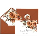 Whaline 36Pcs Watercolor Floral Thank You Cards with Envelopes and Stickers Orange Rose Greeting ...