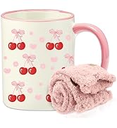 fcaylo Cute Cherries Bows Ceramic Coffee Mug, Birthday Gifts for Cherry Lovers, Cherry Bow Gifts ...