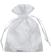 YunKo 100pcs Organza Bags - 6x9 Inches Drawstring Jewelry Gift Mesh Fruit Protection White Sheer ...