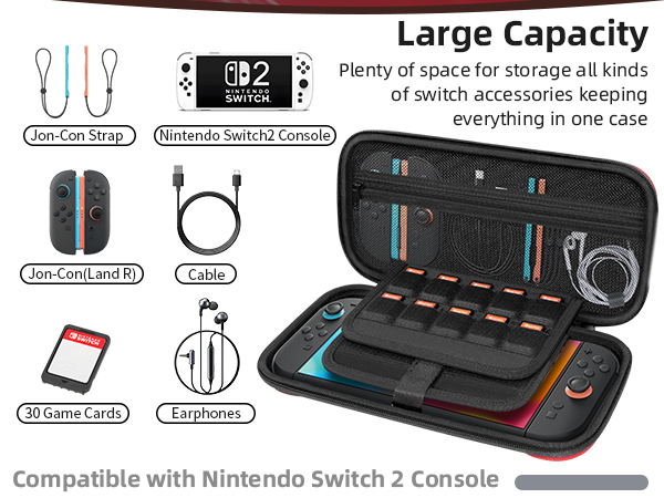 Switch 2 Carry Case Compatible with Nintendo Switch 2 Console,Large Capacity Switch Case