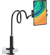 Santiaoniu Gooseneck Tablet Holder, Tablet Stand : Flexible Arm Clip Tablet Mount Compatible with...
