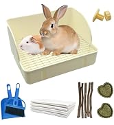 MUYG Rabbit Litter Box Toilet,Bunny Plastic Square Cage Toilet with Grate Rabbits Corner Litter B...