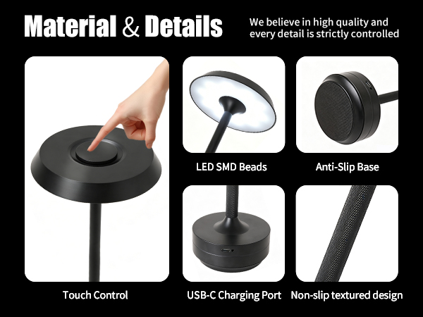 GKKBO Wireless Desk Lamp Rechargeable 5000mAh Battery Powered