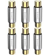 EMK 6PCS Gold Plated RCA Coupler Adapter - Barrel Female to Female Connector for Subwoofer, HDTV,...