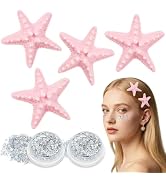 Sightor 4PCS Starfish Hair Clips, Mermaid Hair Accessories With 2PCS Face Body Glitter Gel, Women...
