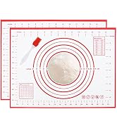 Silicone Pastry Mat 2 Pack Non Stick Baking Mat with Measurement 12" x 16" Small Non Slip Silicon...