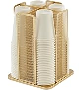 Annova Paper Cup and Lid Holder Plastic Storage Organizer, 360°Rotating Coffee Cup Dispenser with...