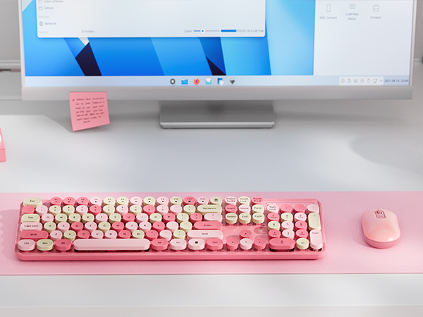 pink wireless keyboard and mouse