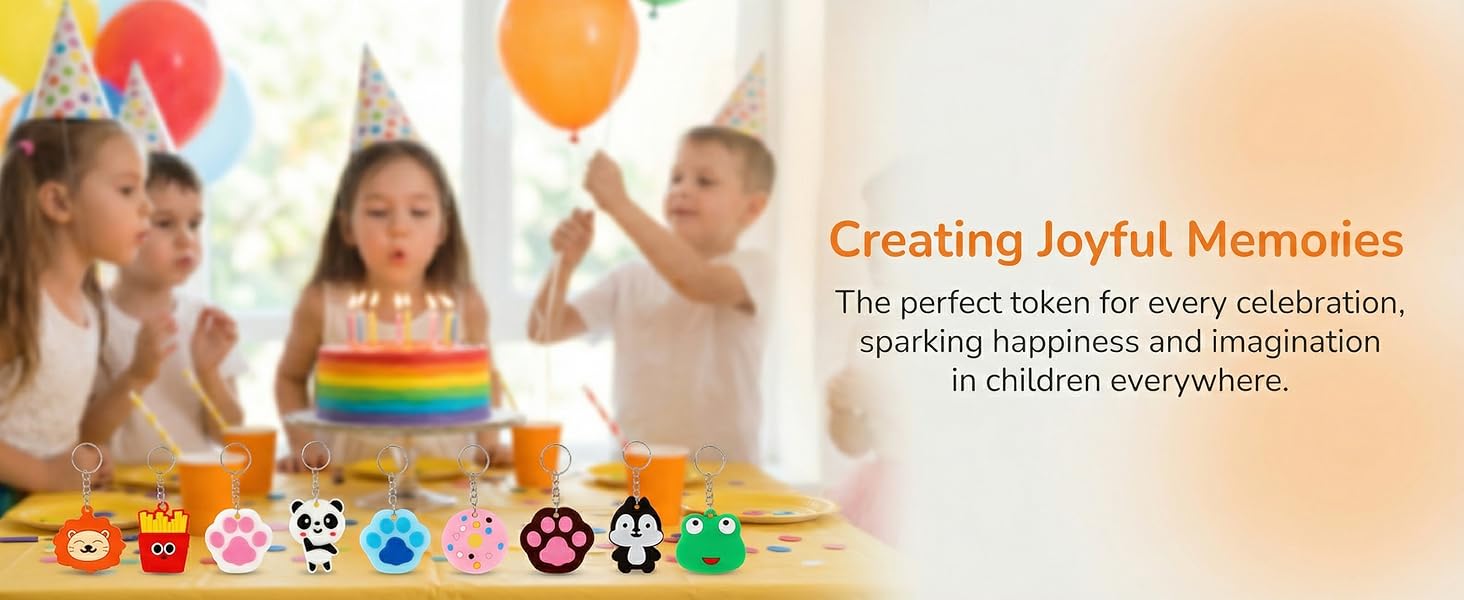 100pcs Cartoon Keychain for Kids Party Favors Cute Keyring for Classroom Prizes Party Favors Gift