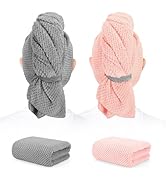 BEoffer 2 Pack Microfiber Hair Towel - 41 x 24 inches Super Soft, Absorbent, Fast Drying Without ...