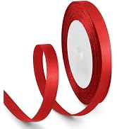 HimBen 3/8 Inch 25 Yards Satin Ribbon Red, Solid Color Fabric Ribbon for Gift Wrapping, Wedding, ...