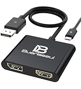 DisplayPort Splitter for Dual Monitors (HDMI + DisplayPort) 4K@60Hz, USB-C Powered, DisplayPort 1...