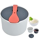 Microwave Rice Cooker Steamer, Microwave Pasta Cooker with Strainer, 2 L Microwave Cookware Set f...