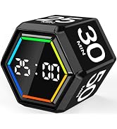 Rotating Pomodoro Timer Cube 3/5/10/25/30/50 min with Colorful Visual Bar | Desk Productivity Fli...