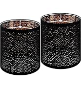 GO&SO Black Drum Lamp Shades Set of 2 Small Lampshade with Laser Drilling Design,9.8