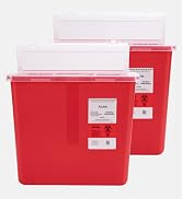 Alcedo Sharps Container for Home and Professional Use 5 Quart (2 Pack), Biohazard Needle and Syri...