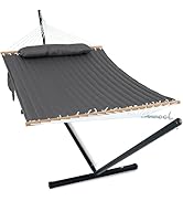 GAFETE 2 Person Hammock with Stand for Outside, 12ft Heavy Duty Steel Stand, Double Hammocks with...