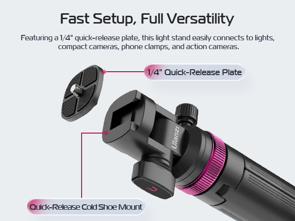 82" Portable Adjustable Light Stand with 1/4" Screw Quick Release