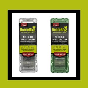 DoomBox Enclosed Mouse Trap is available in two different color choices; clear or green