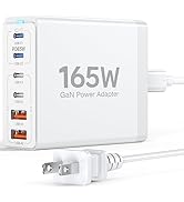 165W USB C Fast Charger GaN Compact 6 Port PD USB C Charging Station Block Hub Plug Laptop Power ...