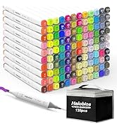Halobios 120 Colors Alcohol Markers Set, Dual Tip Fine & Chisel Drawing Markers Alcohol Marker wi...