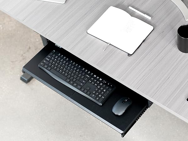under desk mounted keyboard tray