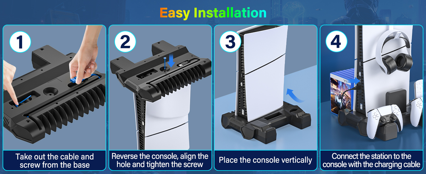 ps5 cooling station with controller charging station