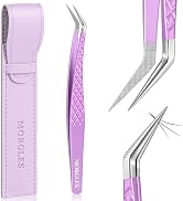 MORGLES Eyelash Tweezers for Lash Extensions, Fiber Tip Eyelash Extension Tweezers for Volume Las...