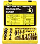 Topec 49pcs Screw Extractor/Drill Bit Set, Professional Remove Set for Removing Broken Studs, Bol...