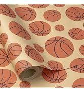 RUSPEPA Basketball Wrapping Paper Roll for Men Boys Kids, Mini Roll, Orange Sports Basketball The...
