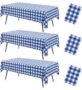misaya 3 Packs Buffalo Disposable Table Cloth, 54 x 108 Inch Waterproof Plastic Tablecloth, Recta...