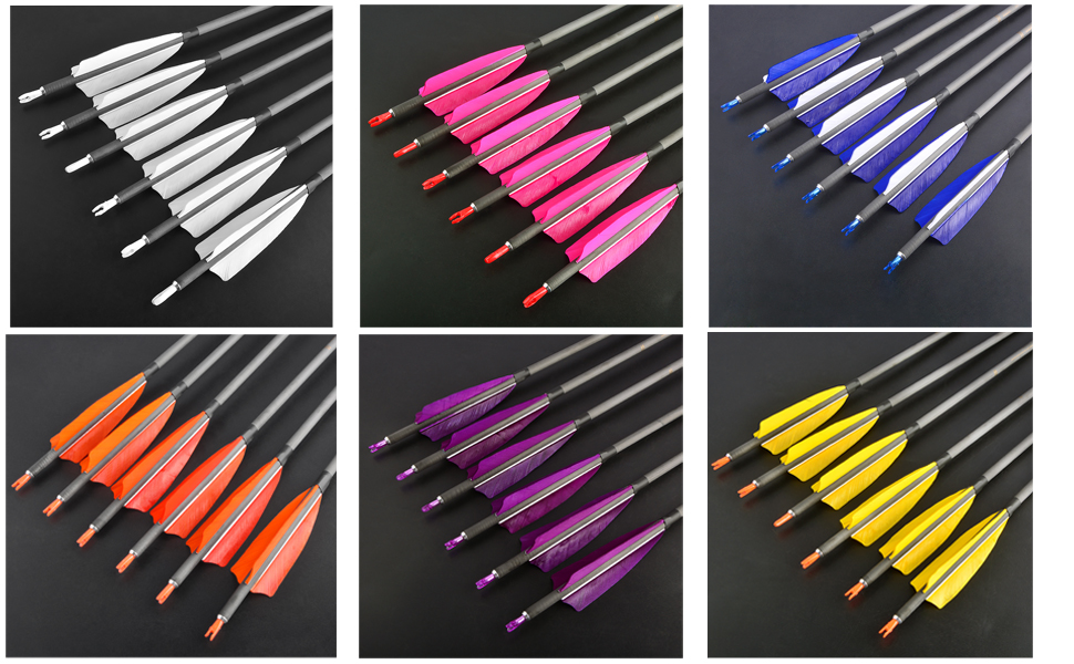 33 inch Carbon Arrow Hunting Arrows 400 Spine with Turkey Feather Fletching