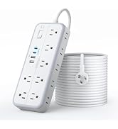 25 FT Long Extension Cord with Multiple Outlets, NTONPOWER 14 Outlets and 4 USB Ports (2 USB C), ...