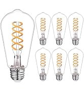 Austin Coast 6 PCS Dimmable Vintage LED Edison Bulbs, 6W Equivalent 60 Watt, Warm White 2700K, An...