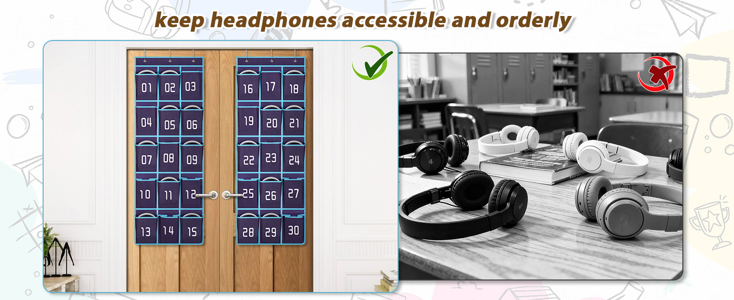 over the door organizer for headphones, say goodbye to scattered headphones
