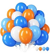 TAOYE Orange and Blue Balloons, 12 Inch Orange Blue Latex Balloons Orange Blue White Party Balloo...