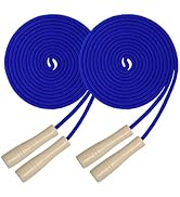 Double Dutch Jump Rope 16 ft 2 Pack, Adjustable Long Skipping Rope with Wooden Handle, Multiplaye...