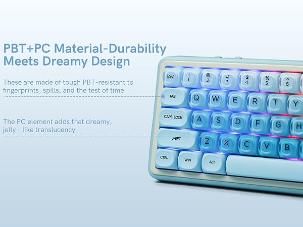 Keycaps made of PBT + PC material