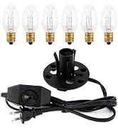 RTNLTI Salt Lamp Cord Replacement with Dimmer Switch and 6-Pack E12 Halogen Salt Lamp Bulbs for H...