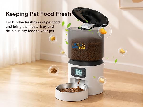 Automatic Cat Feeders, 4L Timed Cat Dry Food Dispenser Auto Pet Feeder Portion Control 9 Meals Day