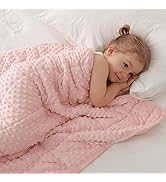 Huloo Sleep Kids Weighted Blanket Twin 7lbs (41"×60",Pink) Breathable Soft Minky Weighted Throw B...