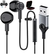 USB Earbuds with Microphone for PC, USB Headset with Mic for Computer Wired Earphones with Mute, ...