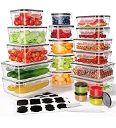 KEMETHY 40 Pcs Food Storage Containers with Lids Airtight (20 Containers & 20 Lids), Plastic Meal...