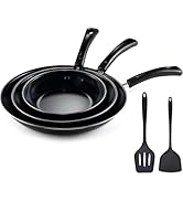 Hunnycook Nonstick Frying Pan Set - Iron Frying Pan 3-Piece Set (8", 10", 12") + 2 Silicone Spatu...