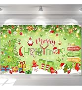 Mocsicka Merry Christmas Backdrop Green Cartoon Funny Christmas Tree Background Christmas Party G...
