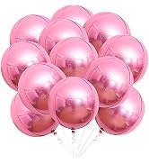 Big, 22 Inch Metallic Pink Balloons - Pack of 12 | Pink Foil Balloons for Hot Pink Party Decorati...