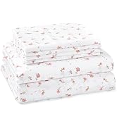 BYSURE Queen Sheet Set 6 Pieces (Pink Floral), Cottage Core Botanical Patterned Sheets, Victorian...