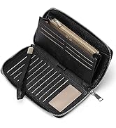 GOIACII Womens Wallet RFID Blocking Leather Zip Around Wallet Large Capacity Long Purse Credit Ca...