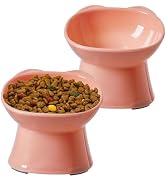 KSIA Klear Elevated Cat Bowls 2 Pack, Tilted Raised Cat Bowl for Food and Water, 4.72" Wide, Whis...