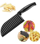 YukaBa Crinkle Potato Cutter 2.9" x 11.8" Stainless Steel Waves French Fries Slicer Handheld Chip...